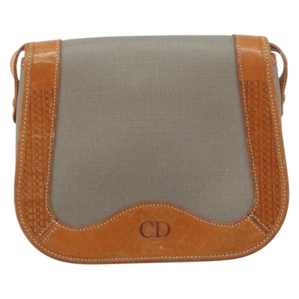 Christian Dior Cd Shoulder Bag Canvas And Leather Gray Canvas Shoulder Bag Bag